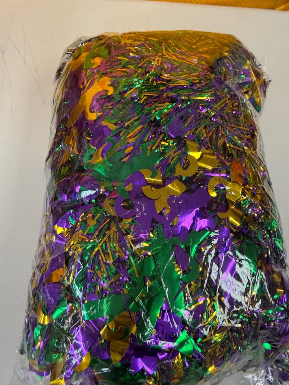 Mardi Gras Metallic Confetti Mix Tinsel ropes- Purple, Green & Gold Party Decor